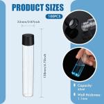 Saysurey 100 Pcs 30ml Glass Test Tubes Vial with Black Screw Cap 22x120mm, Clear Stoppers Flat Bottom Alcohol Glass Tubes Container Vial for Lab Plants Scientific Experiments Candy Storage Party Favor
