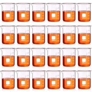 24 Pcs 100 ml Heavy-Duty Glass Lab Beakers
