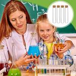 Thyle 100 Pcs Glass Test Tubes with Cork Clear Stoppers Round Bottom Lab Test Alcohol Tampons Glass Tubes Container Vials for Plants Scientific Experiments Candy Storage Party Favors (25x140mm/45ml)