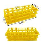 Pocomoco 3 Packs Plastic Test Tube Rack, 24 Holes Lab Test Tube Rack Holder for 25mm Test Tubes, Yellow, Detachable (Yellow24)