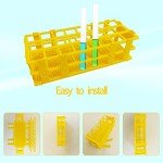 Pocomoco 3 Packs Plastic Test Tube Rack, 24 Holes Lab Test Tube Rack Holder for 25mm Test Tubes, Yellow, Detachable (Yellow24)