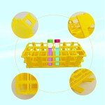 Pocomoco 3 Packs Plastic Test Tube Rack, 24 Holes Lab Test Tube Rack Holder for 25mm Test Tubes, Yellow, Detachable (Yellow24)