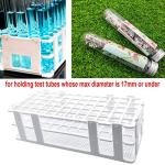 Luckkyme Plastic Test Tube Rack 2 Pack White 60 Holes Lab Test Tube Rack Holder for 17mm and Below The Test Tubes, Detachable, 60 Holes