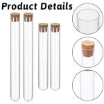 Clear Plastic Test Tubes with Cork Stoppers - 10 Pack