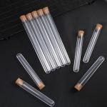 Clear Plastic Test Tubes with Cork Stoppers - 10 Pack