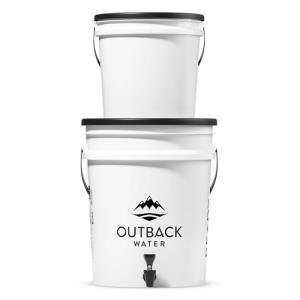 Outback Emergency Water Filter System - Survival Gravity Powered Water Purification, Purify 24 Gallons Per Day Potable Drinking Water, Portable Bucket Filtration for Camping, Off Grid and Bug Out Kit