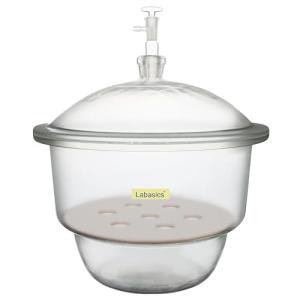 Glass Vacuum Desiccator with Porcelain Plate, 11.8 Inch