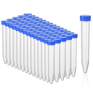 200 Pcs Centrifuge Tubes 15ml Plastic Test Tube with Leak-Proof Screw Caps and Graduated Scale, Transparent Microcentrifuge Tubes Conical Sample Containers for Laboratory Experiments, Sample Storage