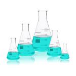 LABINVO Narrow Mouth Graduated Glass Erlenmeyer Flask Set, with Marking Spot, 1pc of Vol.50 150 250 500 1000 ml, 3.3 Borosilicate Glass,IN-EFNS01