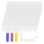 Njvial 200Pcs 10ml Round Bottom Centrifuge Tubes with Lids, Plastic Clear Lab Test Sample Vials with Snap Caps and Graduated Measuring Scale