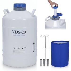 ETOYA Aluminum Alloy 20L Liquid Nitrogen Container, Durable LN2 Tank Cryogenic Dewar with 3 Canisters & Carry Bag, Static Storage Tank for Scientific Research, Beauty Industry & Semen Preservation