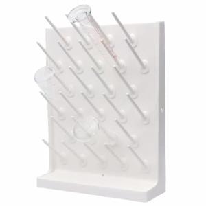 Heytaful Lab Drying Racks for Lab Glassware and Bottles Wall Mounted Test Tube Dryer Detachable PP Lab Rack White (Small 27pegs)