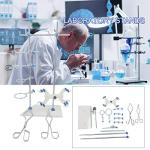EWANYO Laboratory Stands Support Set, with a Round-jaw Burette Clamp & Butterfly Burette Clamp, Lab Clamp Retort and 2 Flask Ring Clamps, Rod Length 60cm Sciencent Laboratory Grade Lab Metalware Set