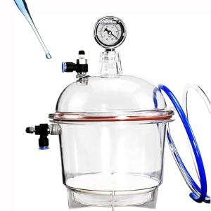 MiBoce Polycarbonate Vacuum Desiccator, Lab Vacuum Desiccator, with Pressure Gauge and 150mm Double Valve, Adjustable Air Intake, for Vacuum Drying and Storage