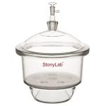 stonylab Glass Vacuum Desiccator with Glass Vacuum Valve and Porcelain Plate ID: 9.4 Inch
