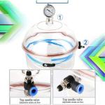 MiBoce Polycarbonate Vacuum Desiccator, Lab Vacuum Desiccator, with Pressure Gauge and 150mm Double Valve, Adjustable Air Intake, for Vacuum Drying and Storage