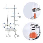 EWANYO Laboratory Stands Support Set, with a Round-jaw Burette Clamp & Butterfly Burette Clamp, Lab Clamp Retort and 2 Flask Ring Clamps, Rod Length 60cm Sciencent Laboratory Grade Lab Metalware Set