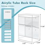 Acrylic Test Tube Rack, Clear Tube Holder Organizer Stand with 4 Compartments, Extra Bottom Storage, and 2 Pull-Out Trays, Wall Mount or Countertop for Lab, Hospital, Office, 11.7"H x 7.9"W x 5.2"D