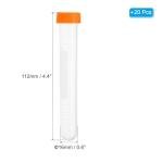PATIKIL 15ML Plastic Centrifuge Tubes, 20 Pcs Round Bottom Centrifuge Tube with Screw Caps and Graduated Marks Writing Area for Laboratory Liquid, Orange
