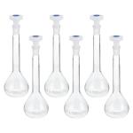 PATIKIL 100ml Volumetric Flask, 6Pcs 3.3 Borosilicate Glass Graduated Volumetric Measuring Flask with Plug Cap Tolerance 0.1ml for Lab Experiment, Clear