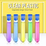 Teenitor 50 Pack Clear Plastic Test Tubes with Blue Caps, 16×100mm, Good Seal for Jewelry Seed Beads Powder Spice Liquid Experiment Halloween Birthday Party
