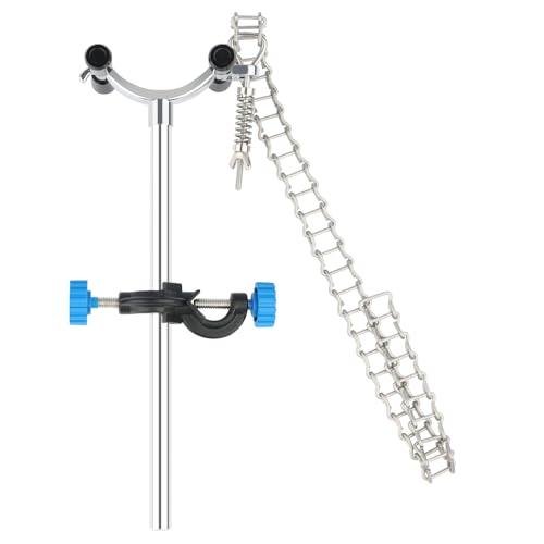 stonylab Chain Clamp and Bosshead Clamp Holder Set, Adjustable Lab Stand Accessory, Aluminum Alloy Glassware Holder for Beakers and Funnels, Fits 40-145 mm Diameter