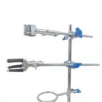 EWANYO Laboratory Stands Support Set, with a Round-jaw Burette Clamp & Butterfly Burette Clamp, Lab Clamp Retort and 2 Flask Ring Clamps, Rod Length 60cm Sciencent Laboratory Grade Lab Metalware Set