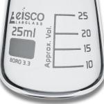 Eisco Labs - 25mL Conical Flask, Wide Neck, Borosilicate Glass, Heat Resistant Flask for Small Volume Mixing, Titrations, Sample Storage, Scientific Experiments - Chemists, Microbiologists & Labs