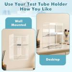 Acrylic Test Tube Rack, Clear Tube Holder Organizer Stand with 4 Compartments, Extra Bottom Storage, and 2 Pull-Out Trays, Wall Mount or Countertop for Lab, Hospital, Office, 11.7"H x 7.9"W x 5.2"D