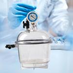 Vacuum Desiccator 150mm, Double Valves Glassware Lab Desiccator Dryer Jar for Moisture Control, 11.02inch Height