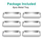 Yzurbu 6pcs Metal Tray, Stainless Steel Small Tray for Tattoo, Resin, Bathroom, Lab Instrument Supplies
