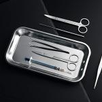 COYMOS 3 Pack Surgical Tray, Stainless Steel Tray for Lab Instrument Supplies, Tattoo Tool (Silver)
