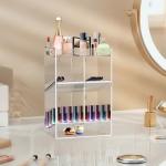 Acrylic Test Tube Rack, Clear Tube Holder Organizer Stand with 4 Compartments, Extra Bottom Storage, and 2 Pull-Out Trays, Wall Mount or Countertop for Lab, Hospital, Office, 11.7"H x 7.9"W x 5.2"D