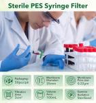 50 Pack Sterile PES Syringe Filters, 0.22 μm