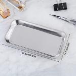 GETTON 4 Pack Small Surgical Tray, 201 Stainless Steel Tray with Seamless Trays and Moderate Edge Height for Lab Dental Tattoo Piercing Instruments Organizer, Silver