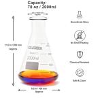 JOLABEAR 2000ml Extra-Thick Borosilicate Flask