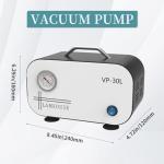 LABHOUSE Lab Diaphragm Vacuum Pump VP-30L Portable Mini Oilless Diaphragm Oil Free 30L/min & Rubber Tube for Laboratory Vacuum Filtration,Positive and Negative Pressure,110V-220V