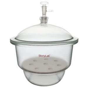 Stonylab Glass Vacuum Desiccator with Valve and Plate
