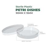 500 Pack Sterile Plastic Petri Dishes with Lids