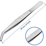 MMOBIEL Stainless Steel Tweezers 20cm / 8inch with curved 60 Degree Serrated Tip Professional Multi Purpose Tongs Tool for Industrial work, Laboratory Use, Gardening, Cooking