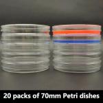 20 Transparent Disposable Petri Dishes - 70mm