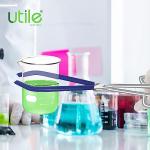 Utile Lab Beaker Tongs, Made of Mild Steel, with Chrome Plated Surface and Blue PVC Overmolding Cover, Laboratory Clamps for 50ML-2000ML Beakers, 4030.0903.1