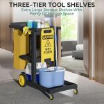 YITAHOME 3-Shelf Janitorial Cleaning Cart on Wheels