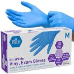 MED PRIDE NitriPride Nitrile-Vinyl Blend Exam Gloves, Medium 100 - Powder Free, Latex Free & Rubber Free - Single Use Non-Sterile Protective Gloves for Medical Use, Cooking, Cleaning & More
