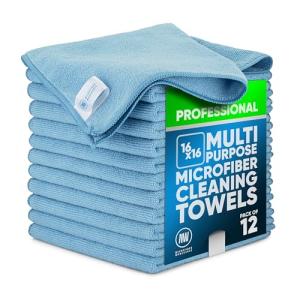 12 Pack Multi-Surface Microfiber Towels - 16"x16