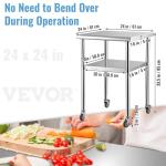 VEVOR Heavy Duty Stainless Steel Prep Table 24x24