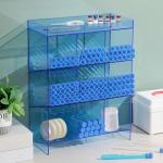 Blue Tube Rack with 9 Compartments and Trays