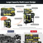 3-Tier Rolling Utility Tool Cart with Pegboard