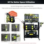 3-Tier Rolling Utility Tool Cart with Pegboard