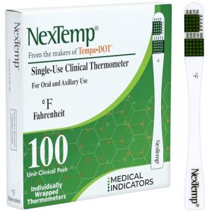 NexTemp High-Accuracy Single-Use Thermometers - 100 Pack